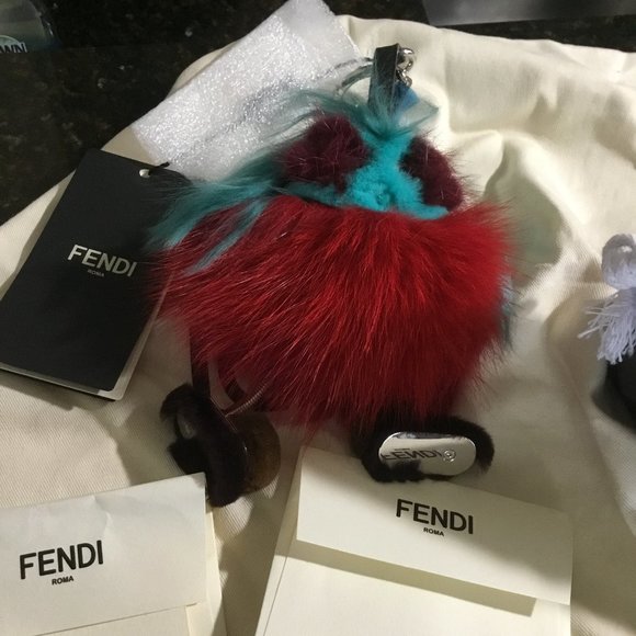 Fendi Monster  fur handbag charm new - Picture 2 of 4